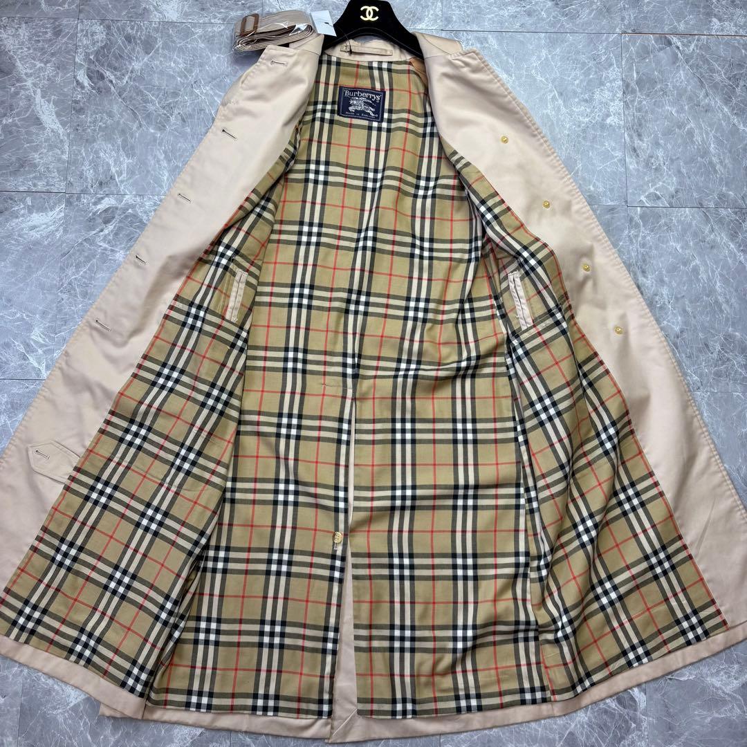 極美品♡バーバリー　ステンカラーコート　ベルト　ノバチェック ベージュ　XL