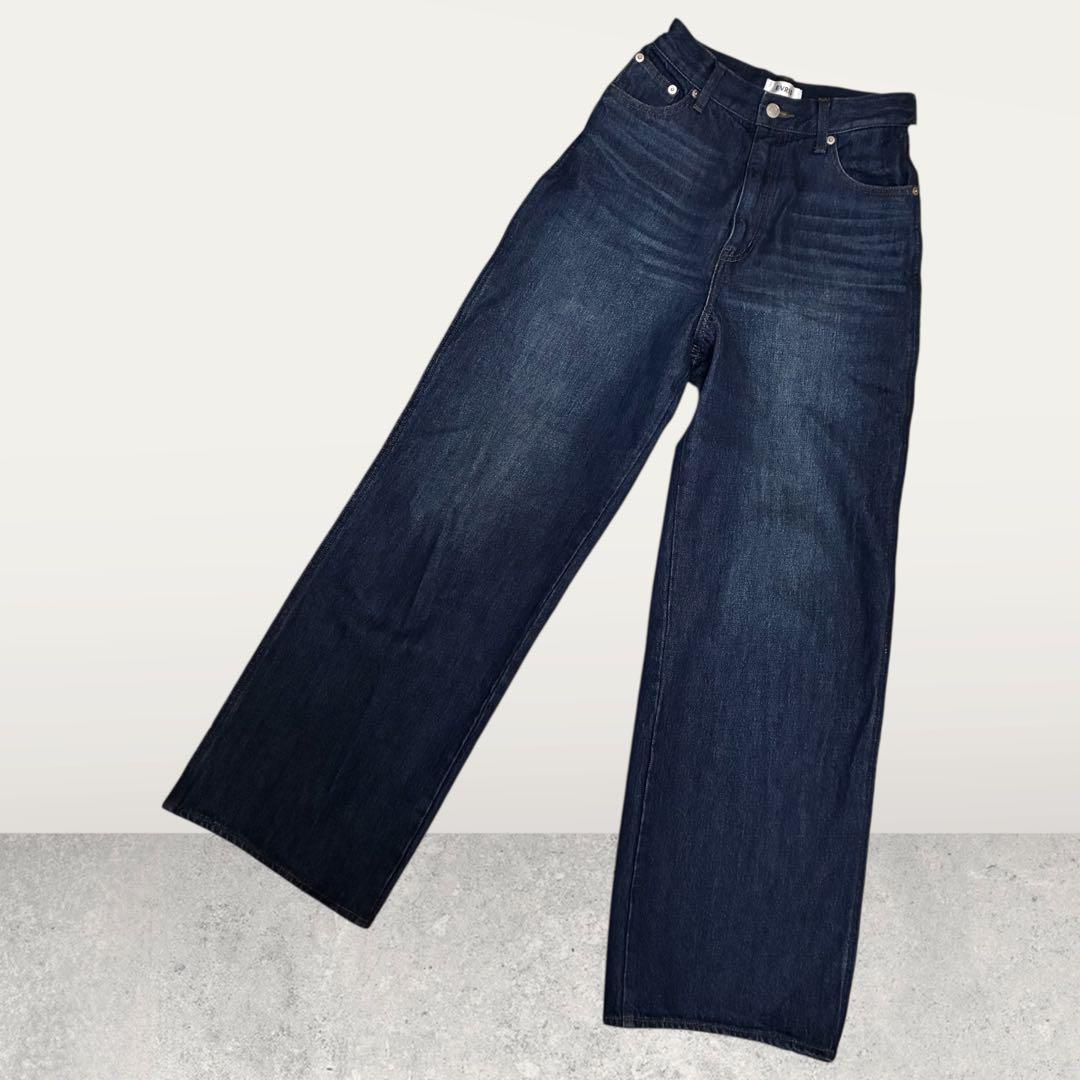 EVRIS エヴリス ボアステッチ ワイド デニム パンツ サイドデザイン M