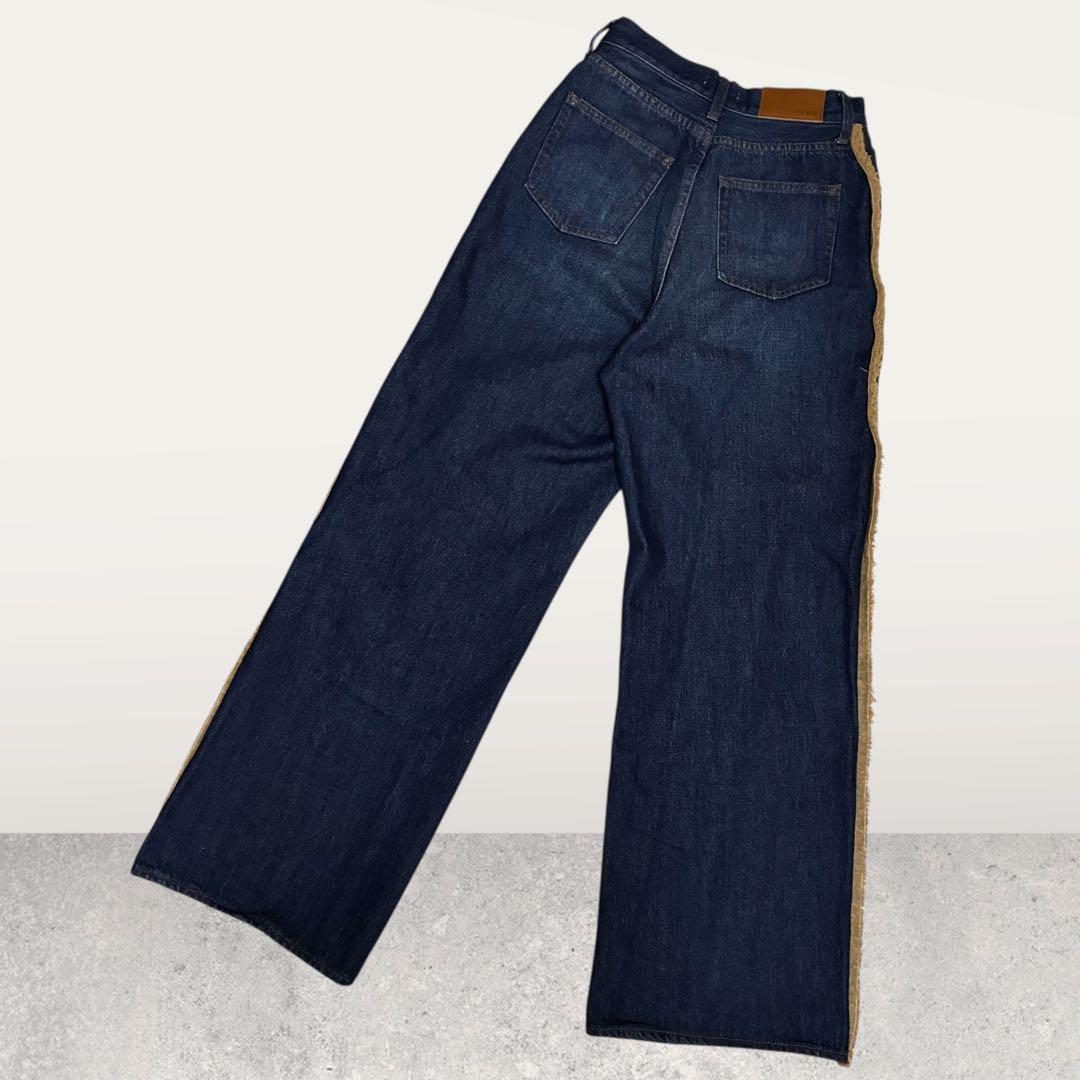 EVRIS エヴリス ボアステッチ ワイド デニム パンツ サイドデザイン M