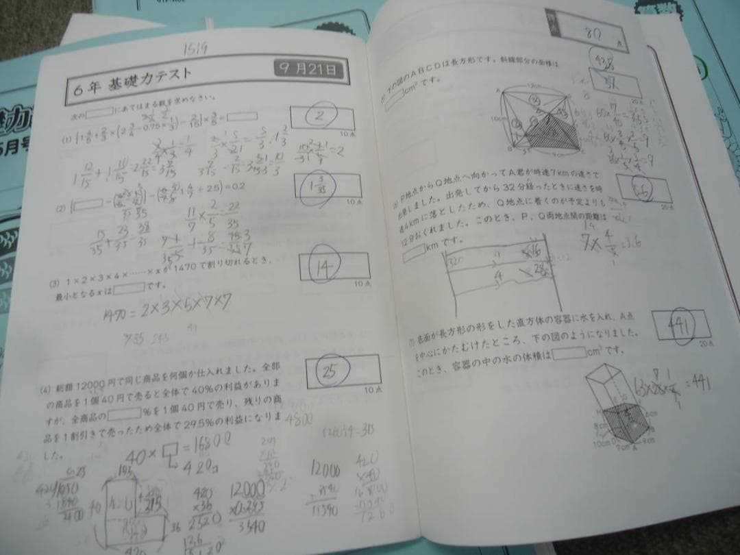 2020年度版　グノーブル 　6年/小6　 算数　基礎力テスト　計12冊