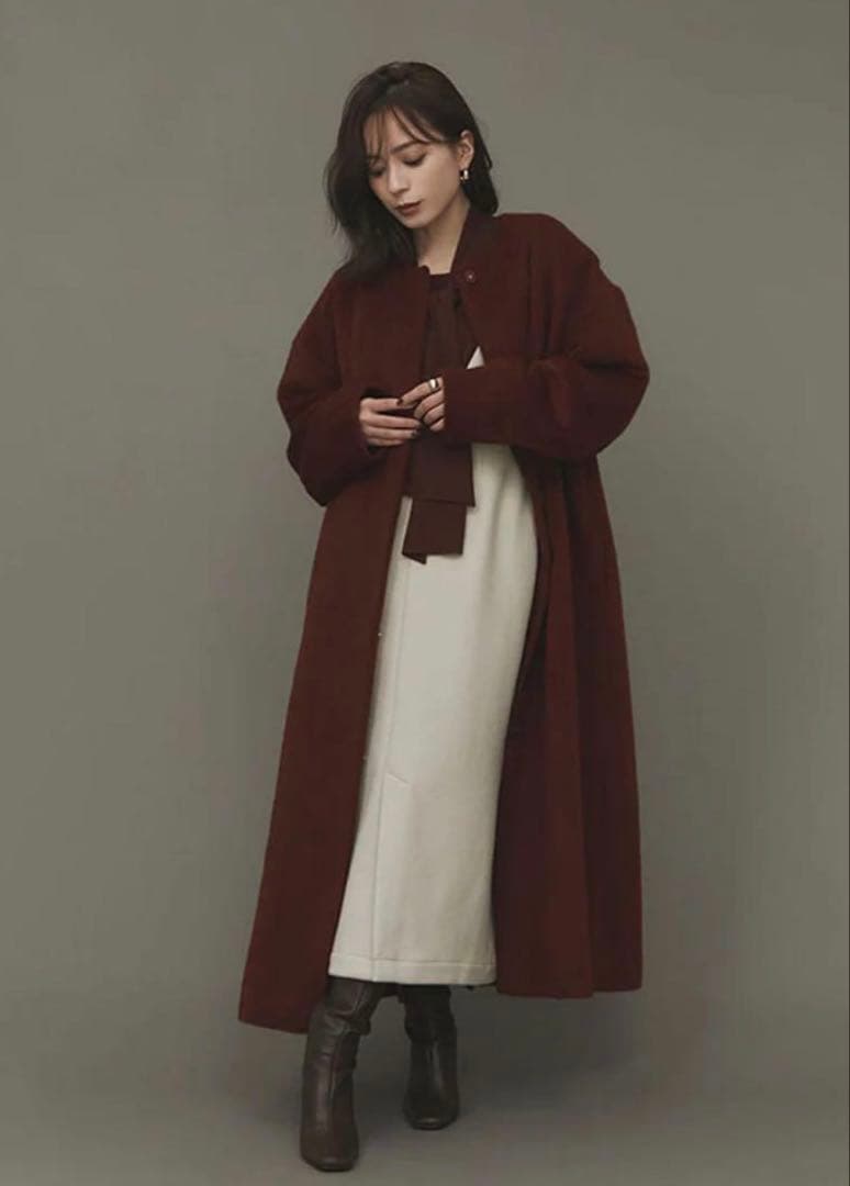 【新品】anuans アニュアンス　クルーネックシャギーロングコート