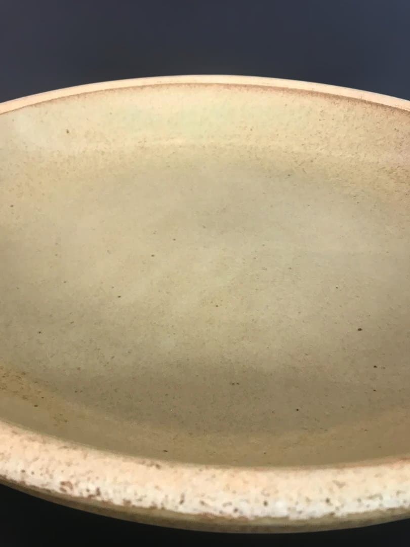 ぱぱ　陶器製丸型陶板　直火OK　 直径約40ｃｍ　持ち手付き　新品未使用