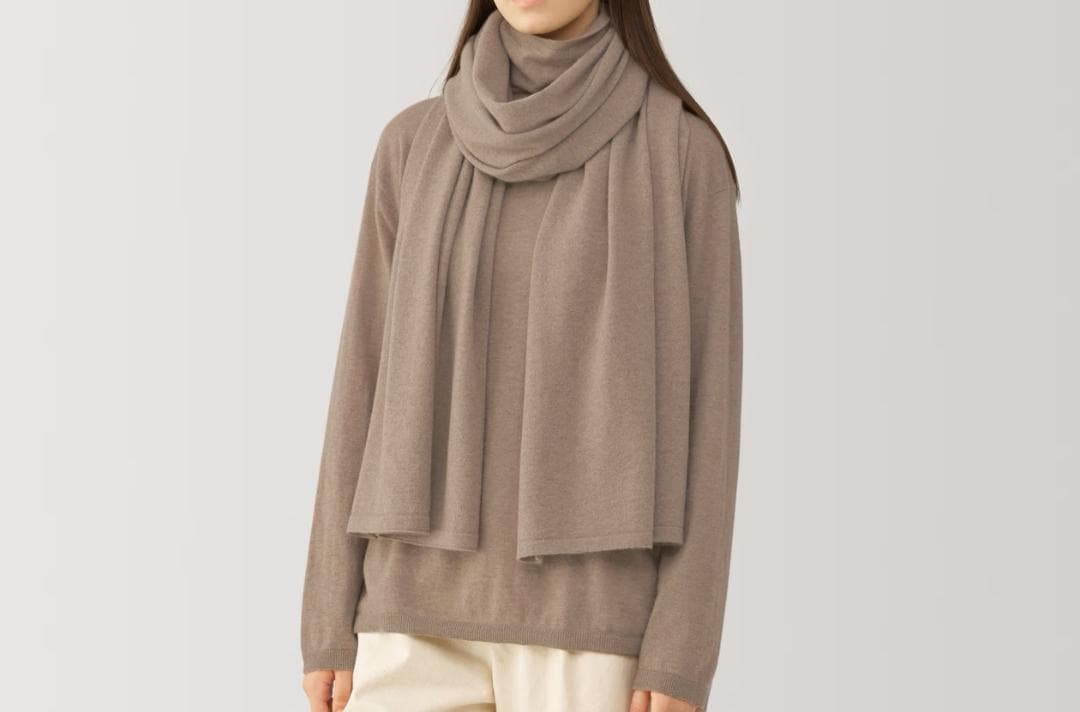 【新品】MUJI Lab カシミヤニットストール 　モカブラウン