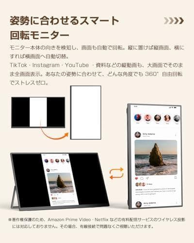 ワイヤレス モバイルモニター 15.6インチ FHD1080P UPERFECT
