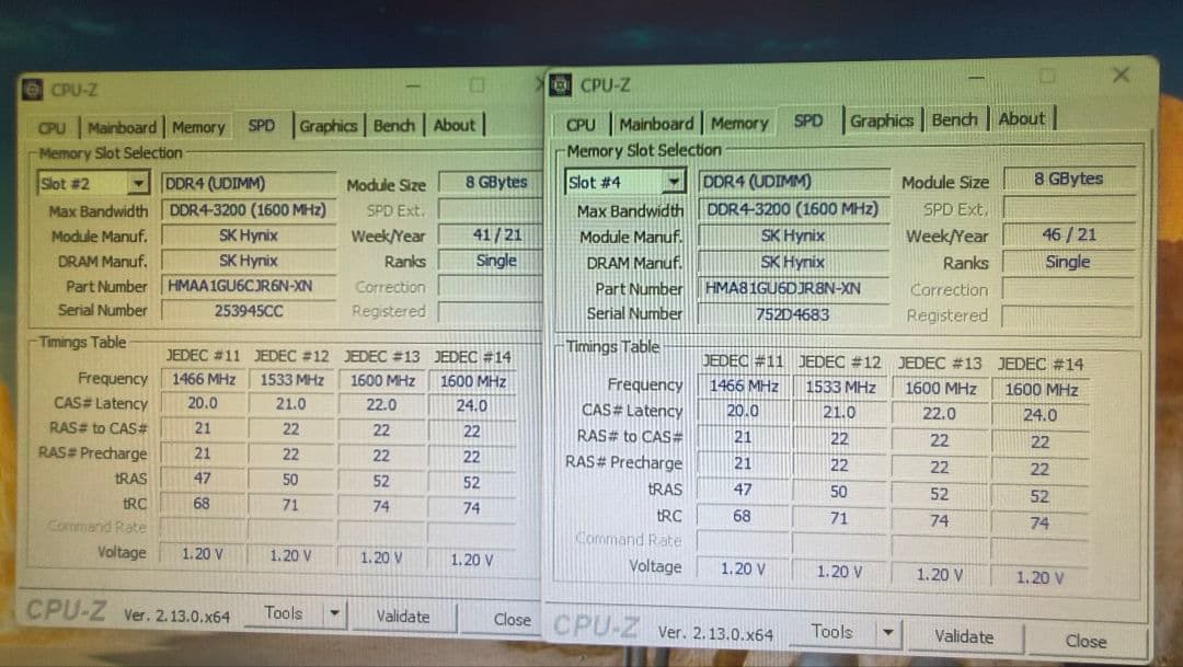 DDR4 8GBx2枚 16GB pc4-3200 動作確認済み ②