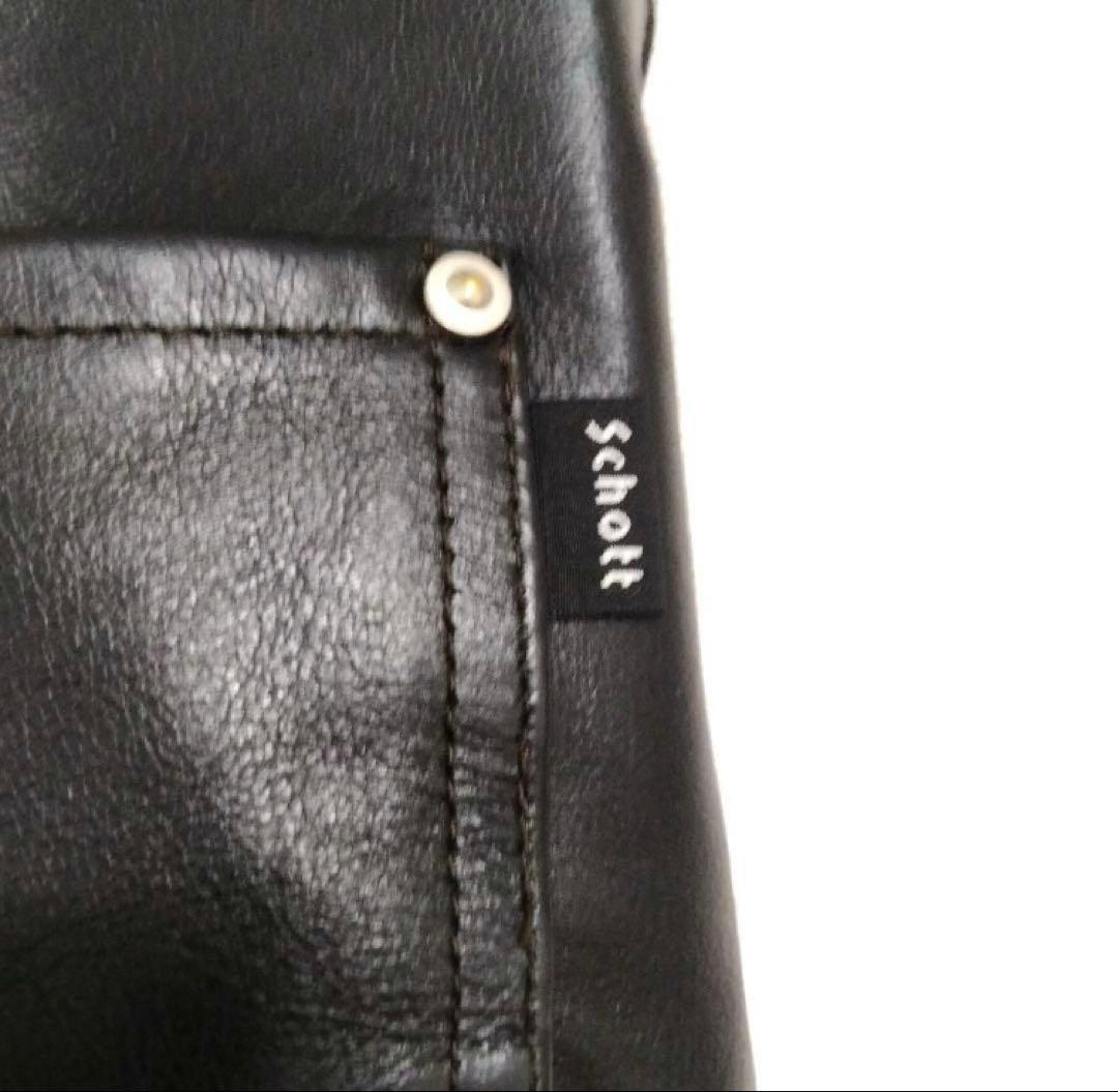 極美品Schottショット レザーパンツ黒 S ラムレザー 定価約5万