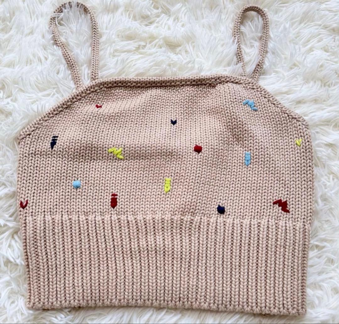 【未使用級】PINUE ハンドステッチニットキャミ＆カーデセット BEIGE