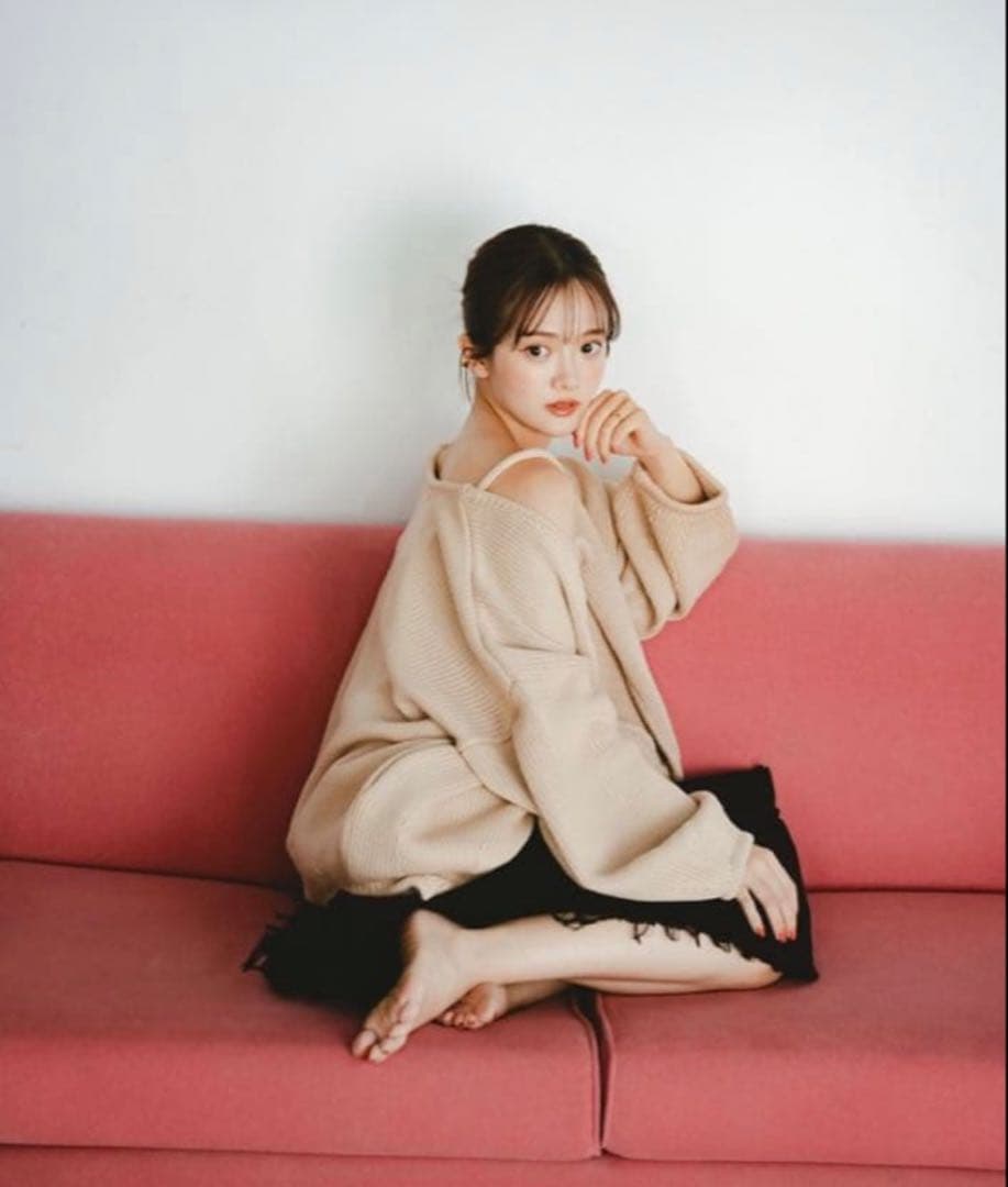 【未使用級】PINUE ハンドステッチニットキャミ＆カーデセット BEIGE