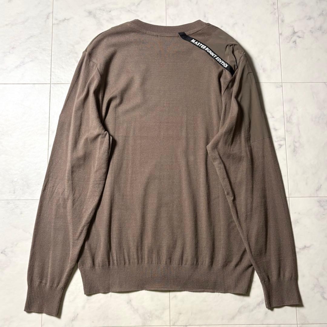 マスターバニーエディション 異素材切替 袖ロゴ ニット セーター 7/XXL