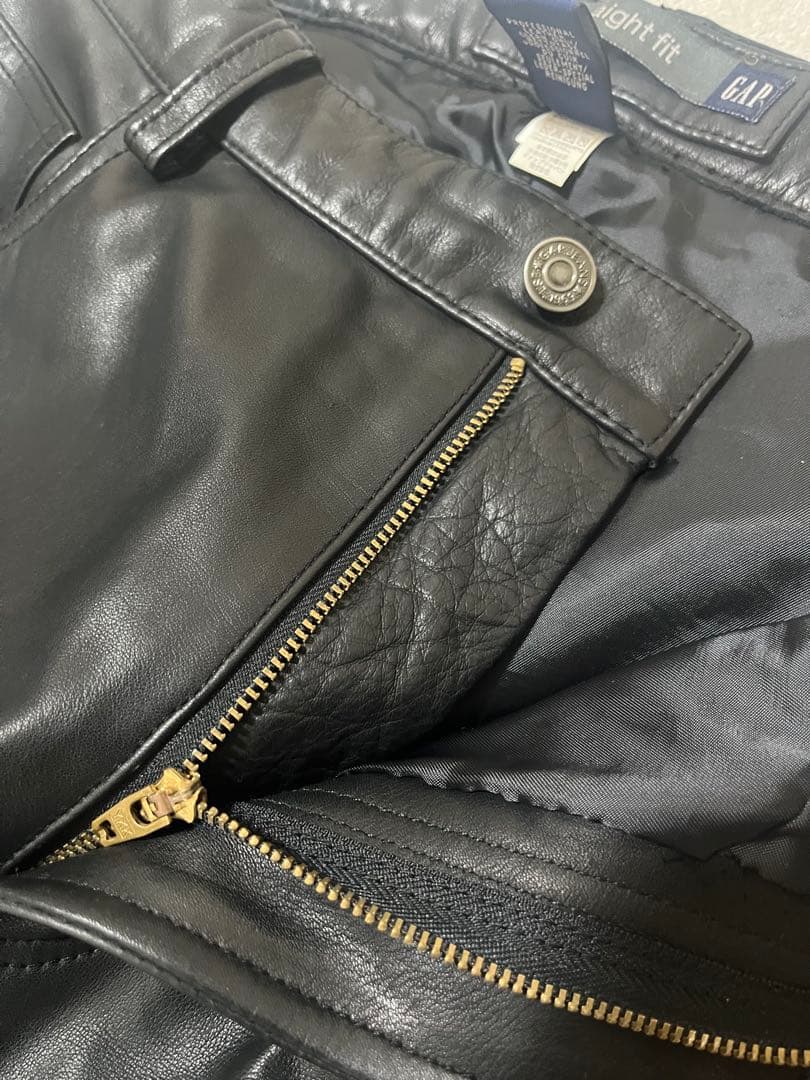 シルエット◎ old gap レザーパンツ　ブラック　w33 牛革　00s