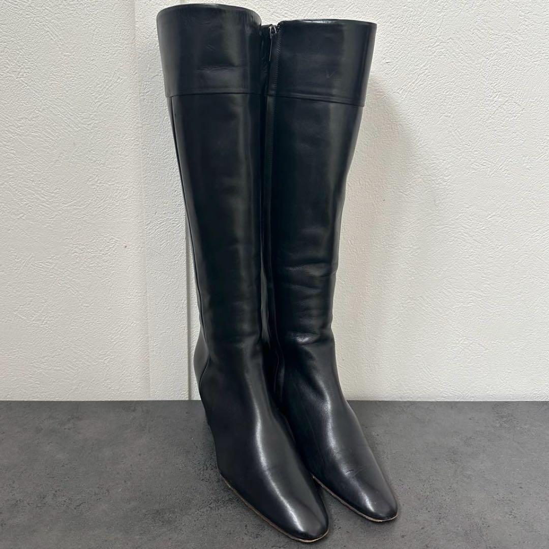 靴 BOTTEGA VENETA Leather Long Boots Black