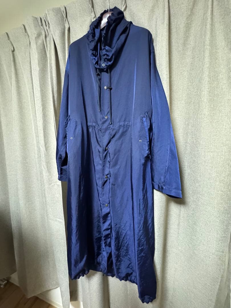 dries van noten 24ss ネイビー ロングコート フード付き