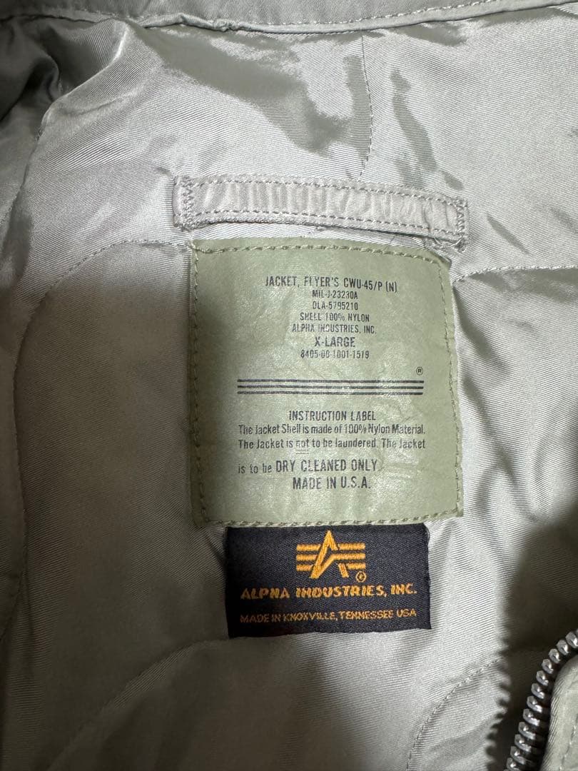 稀少色シルバー ALPHA 90s USA製 CWU-45P フライトジャケット