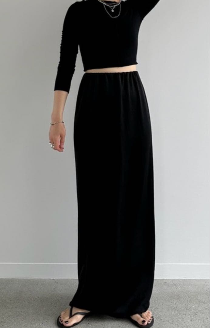 ENOF ace long straight skirt 黒
