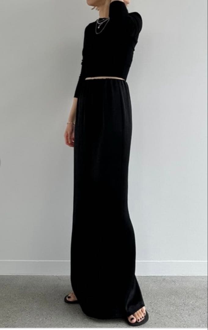 ENOF ace long straight skirt 黒