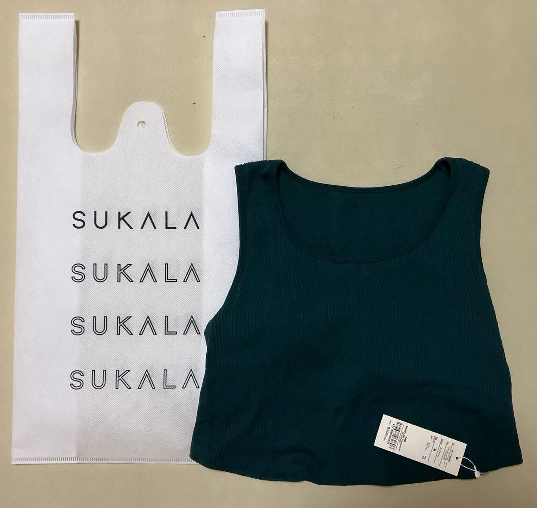 新品・未使用【SUKALA】ウエーブリブアクティブタンクトップ ダークグリーンＭ