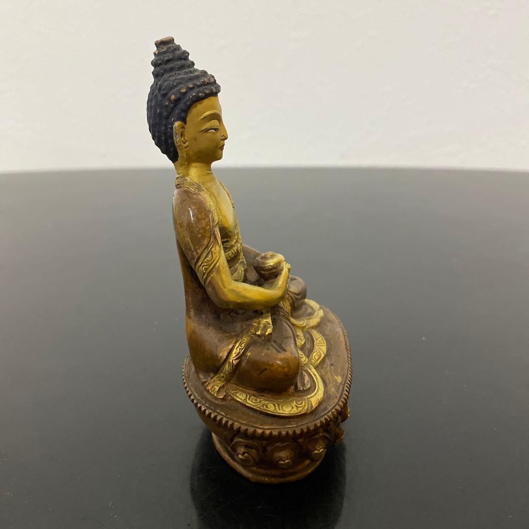 仏教美術 古銅鍍金 チベット仏 薬師如来像 仏像