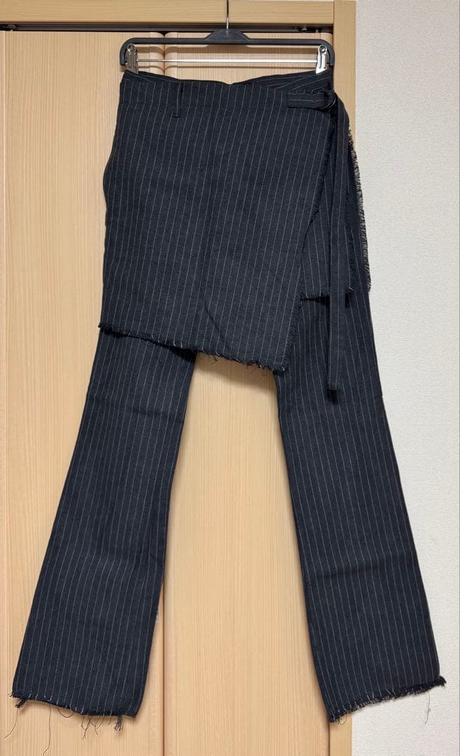【超美品】ATTACHMENT巻きスカート セットアップ ストライプパンツ
