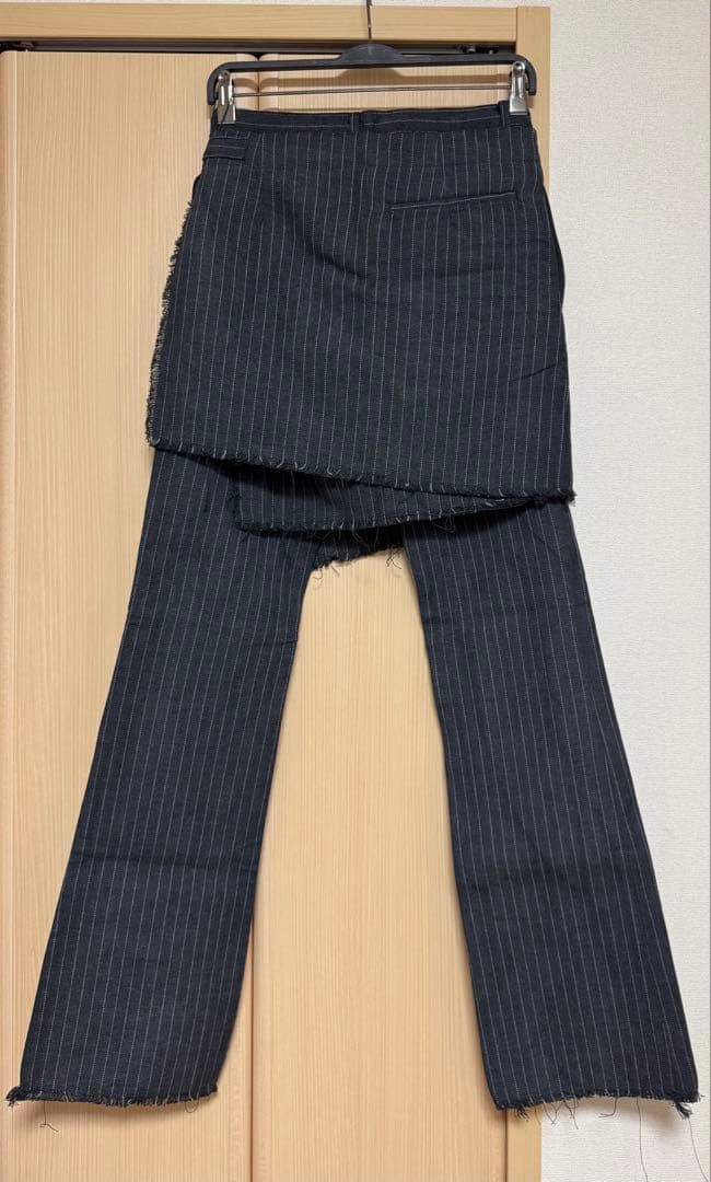 【超美品】ATTACHMENT巻きスカート セットアップ ストライプパンツ