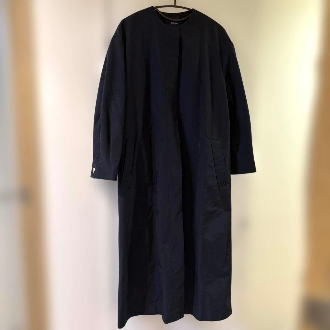 allureville 【美品】コットンナイロンクロスギャザーネックコート