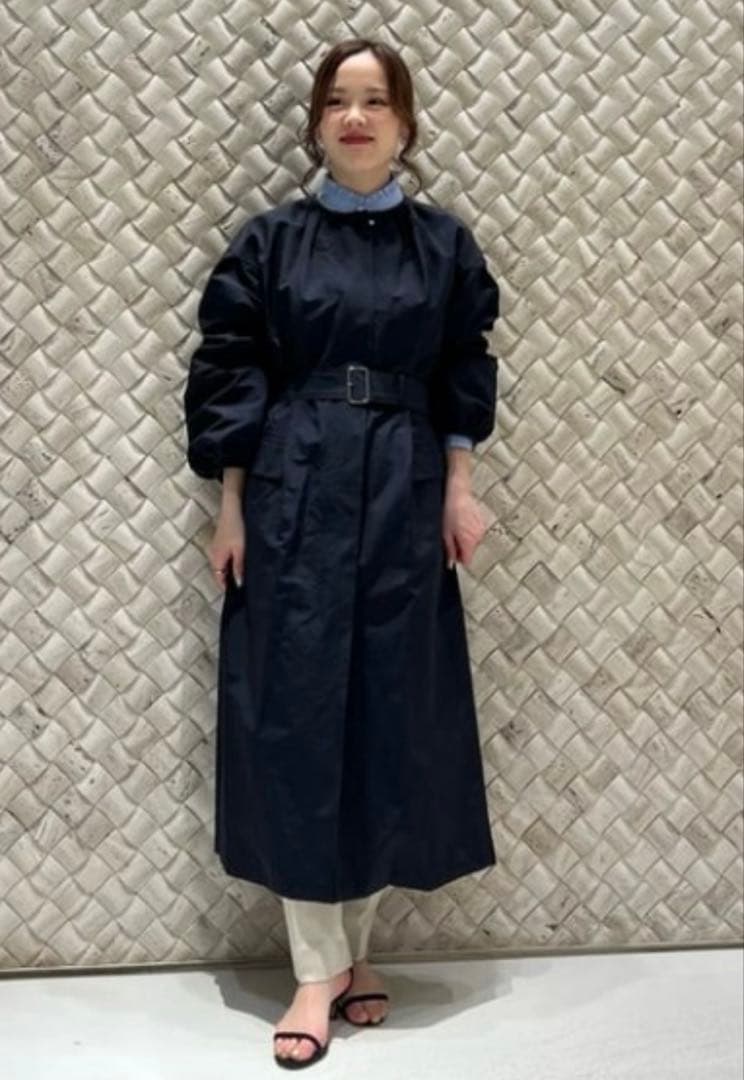 allureville 【美品】コットンナイロンクロスギャザーネックコート