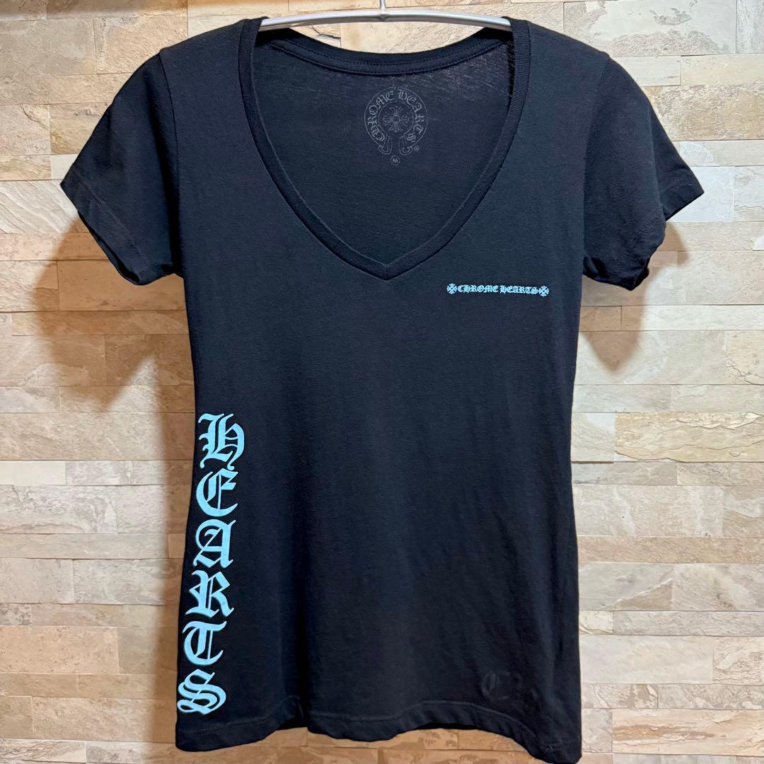 CHROME HEARTS クロムハーツ VネックTシャツ 黒 レディース
