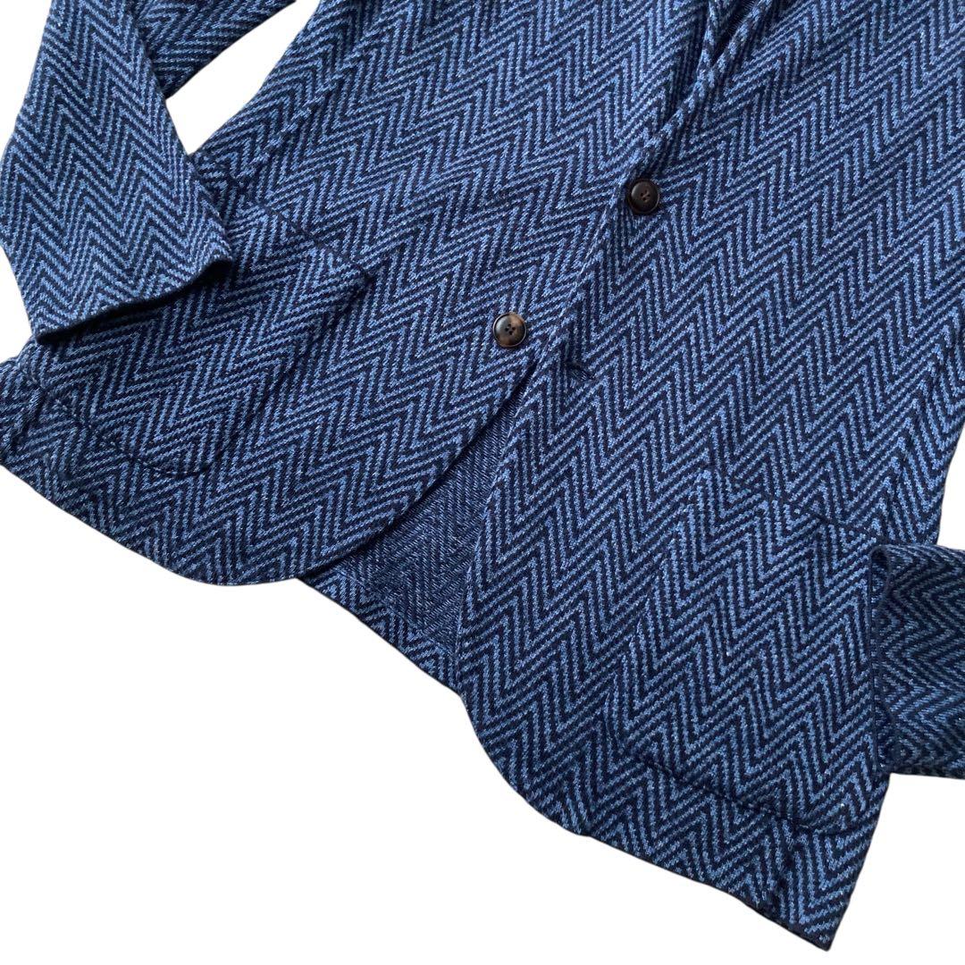 美品 LARDINI ニットテーラードジャケット ヘリンボーン ブートニエール