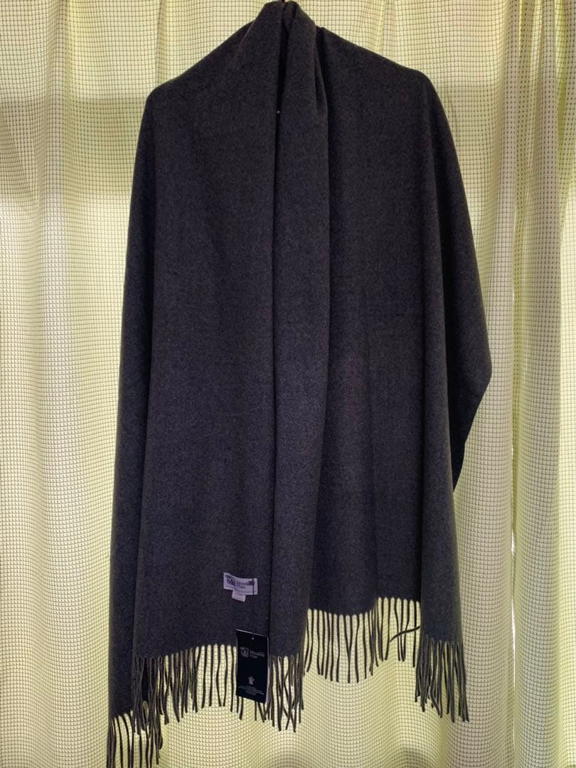 こ*か様 ジョンストンズ 大判カシミヤ100%ストール ダークグレー新品