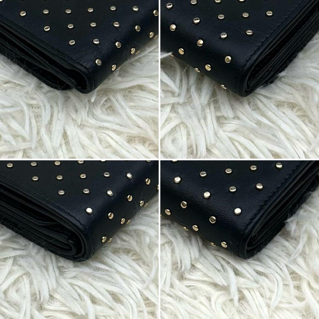 ［極美品］RFID内蔵 PRADA 三つ折り財布 スタッズ ブラック