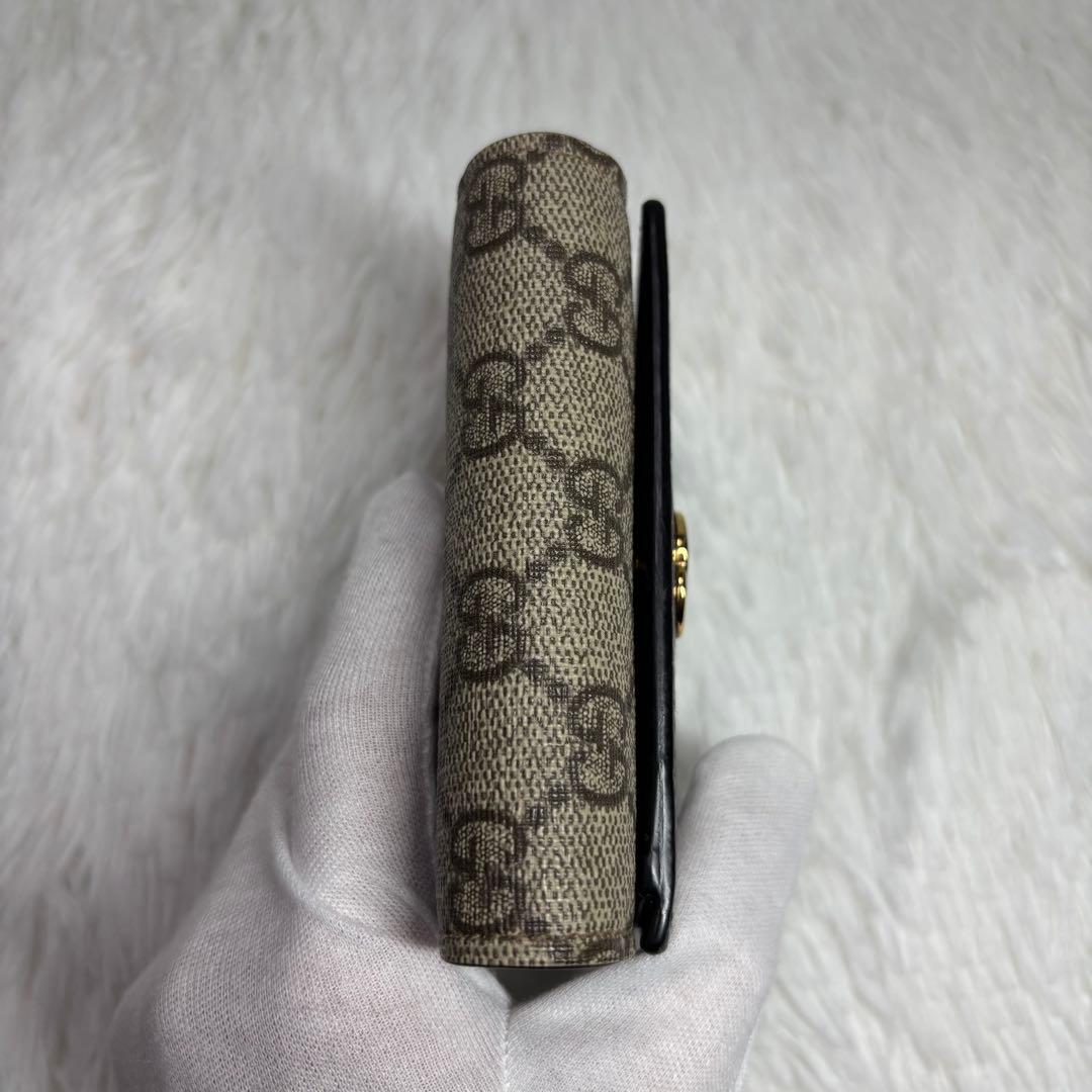✨付属品完備/極美品✨ グッチ GGスプリーム マーモント 折り財布 L字 黒