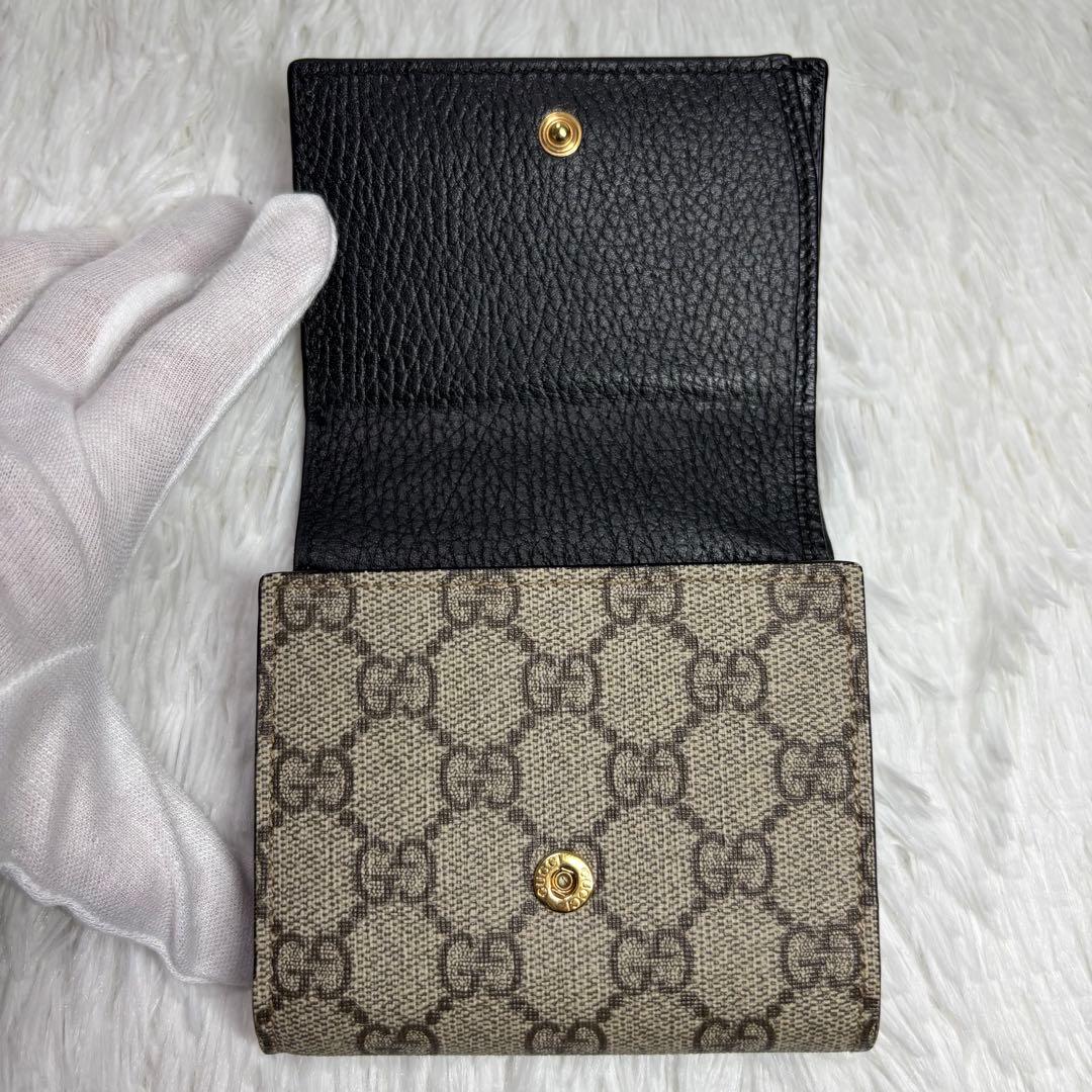 ✨付属品完備/極美品✨ グッチ GGスプリーム マーモント 折り財布 L字 黒