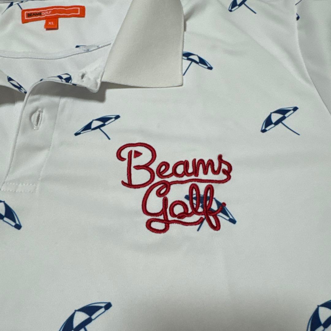くまやん 美品　BEAMS GOLF ポロシャツ XL ホワイト 傘柄
