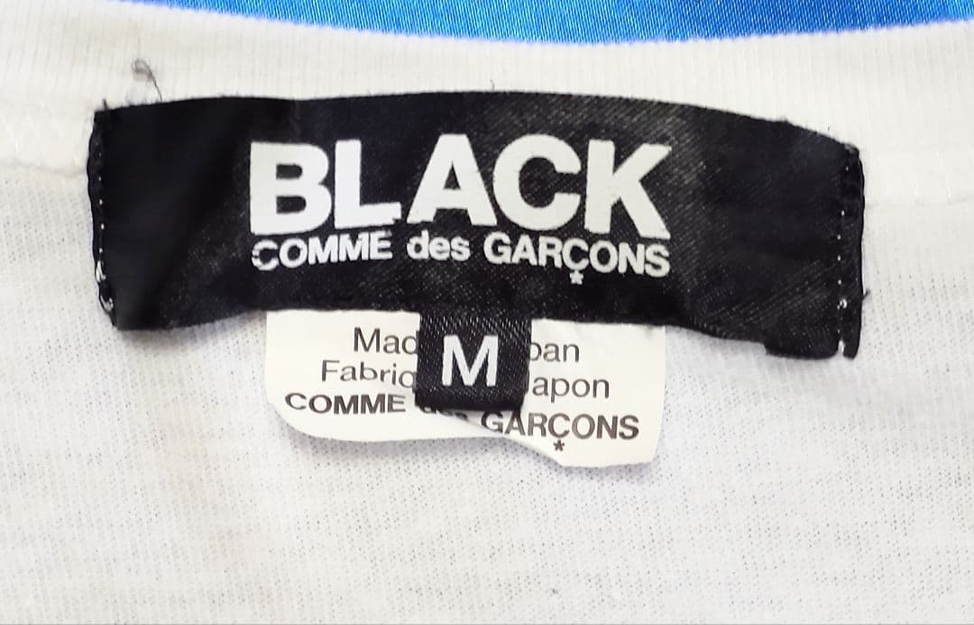 ブラック コムデギャルソン 半袖Tシャツ 背中にポリエステル黒ライン縫い付け M