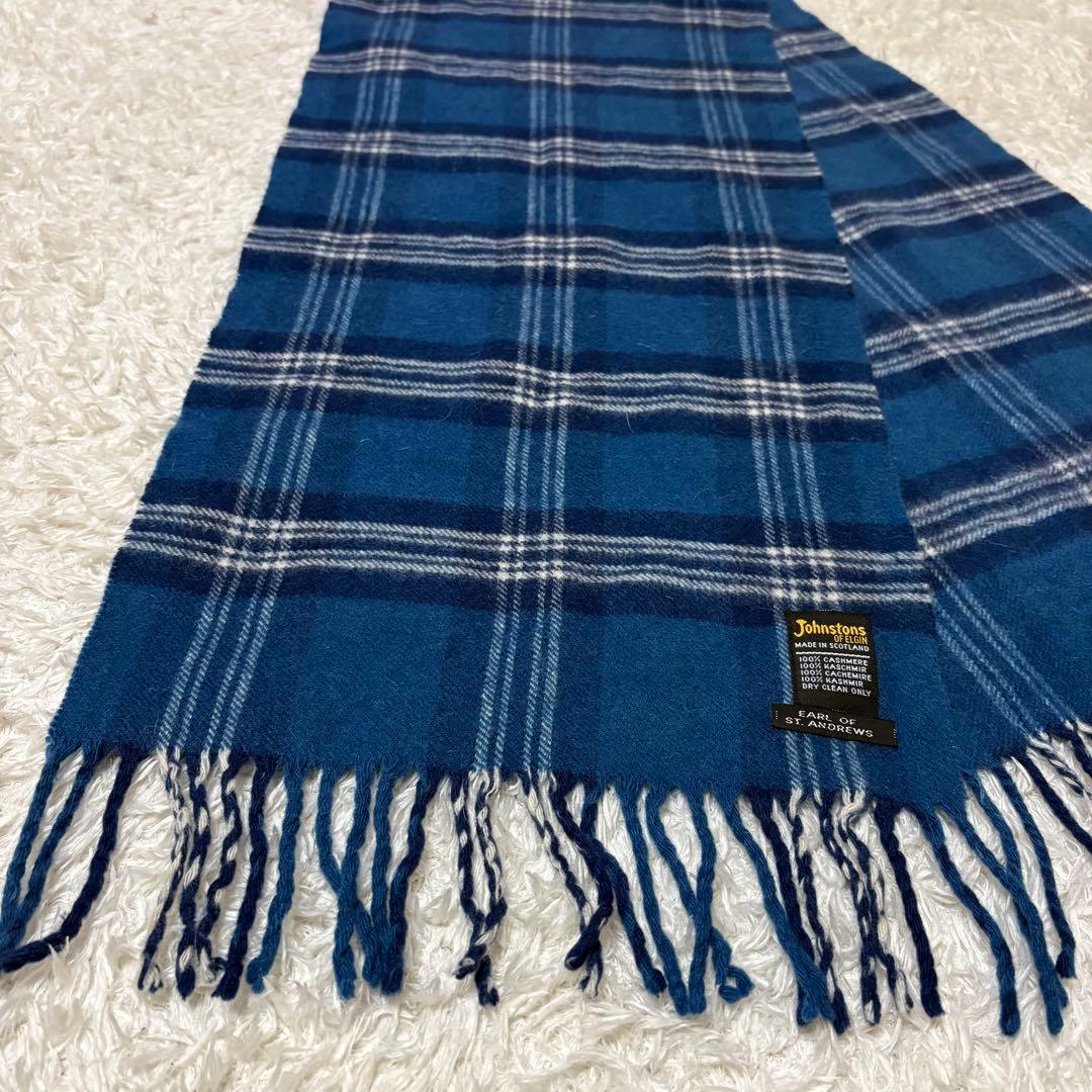 美品　Johnstons マフラー　タータンチェック　カシミヤ100%