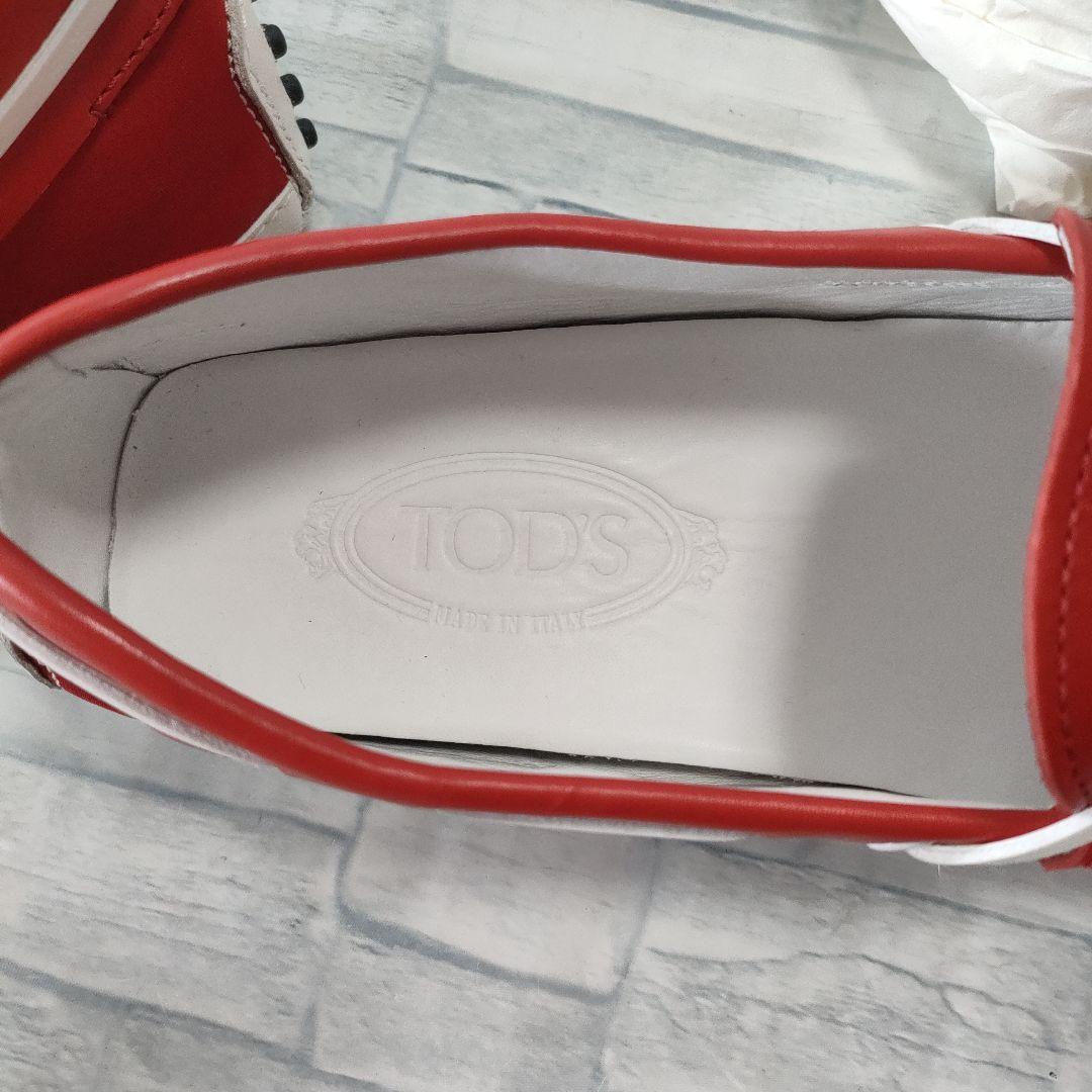 未使用品✨TOD'S　デッキシューズ　TOD'Sロゴ　レザー×スウェード　赤白