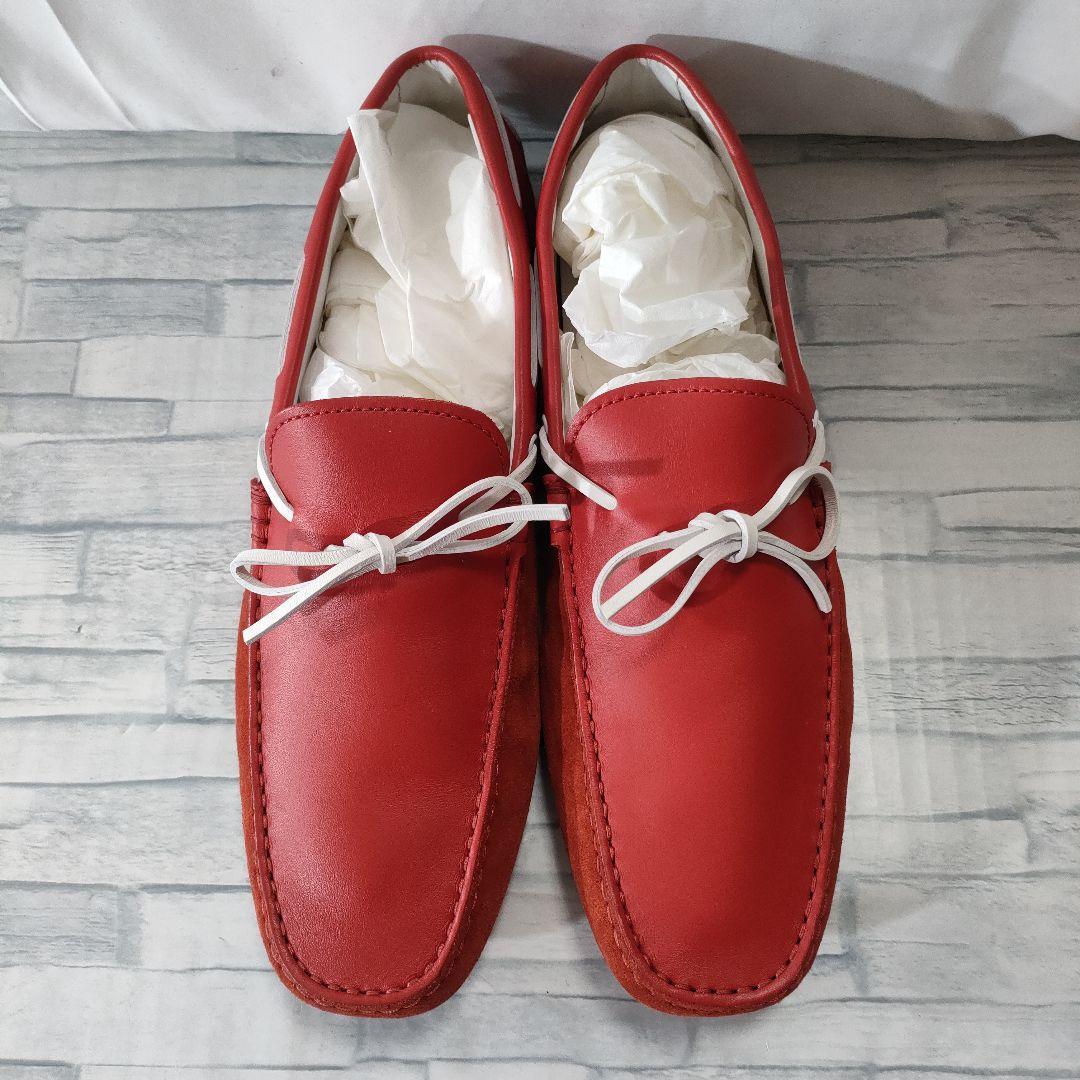 未使用品✨TOD'S　デッキシューズ　TOD'Sロゴ　レザー×スウェード　赤白