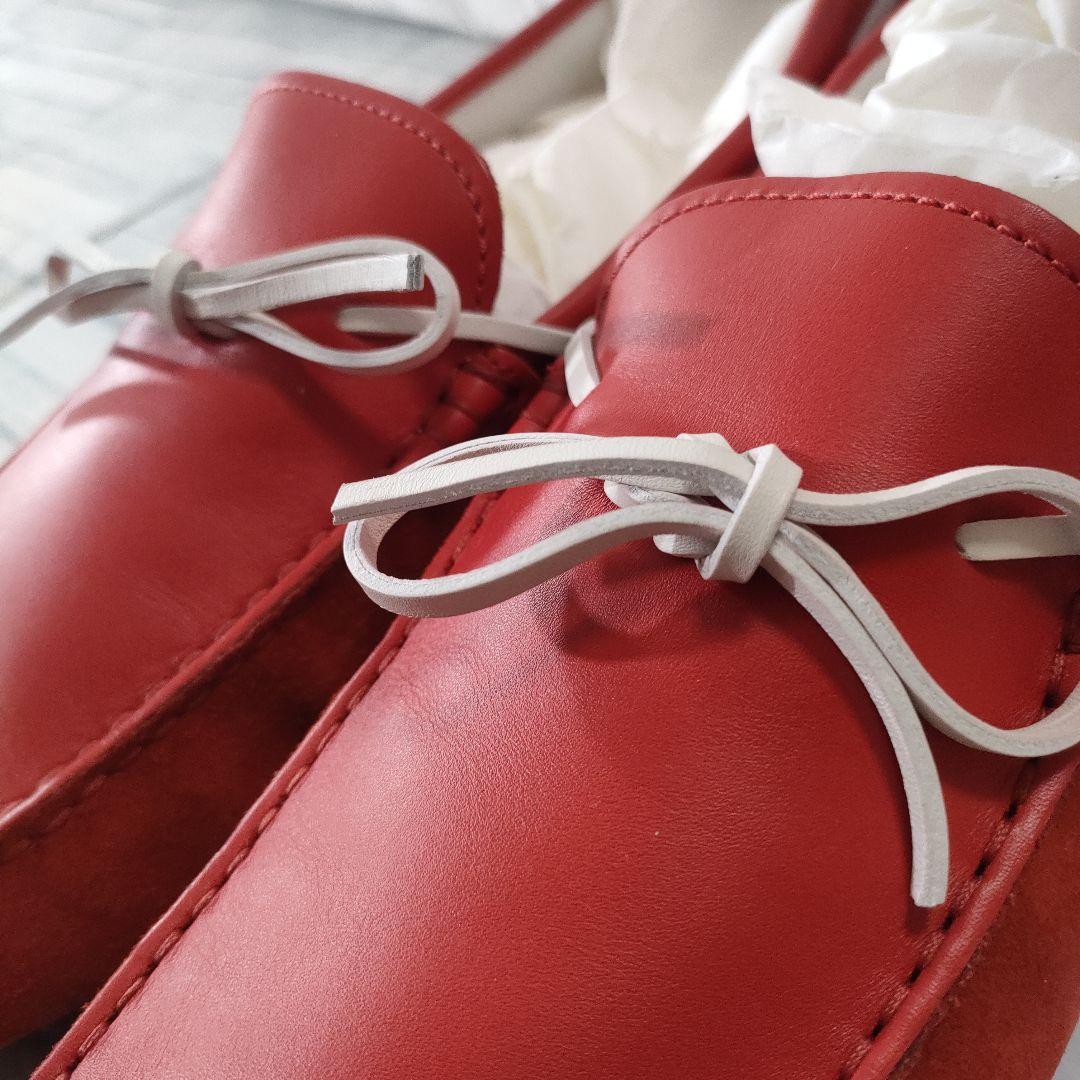 未使用品✨TOD'S　デッキシューズ　TOD'Sロゴ　レザー×スウェード　赤白