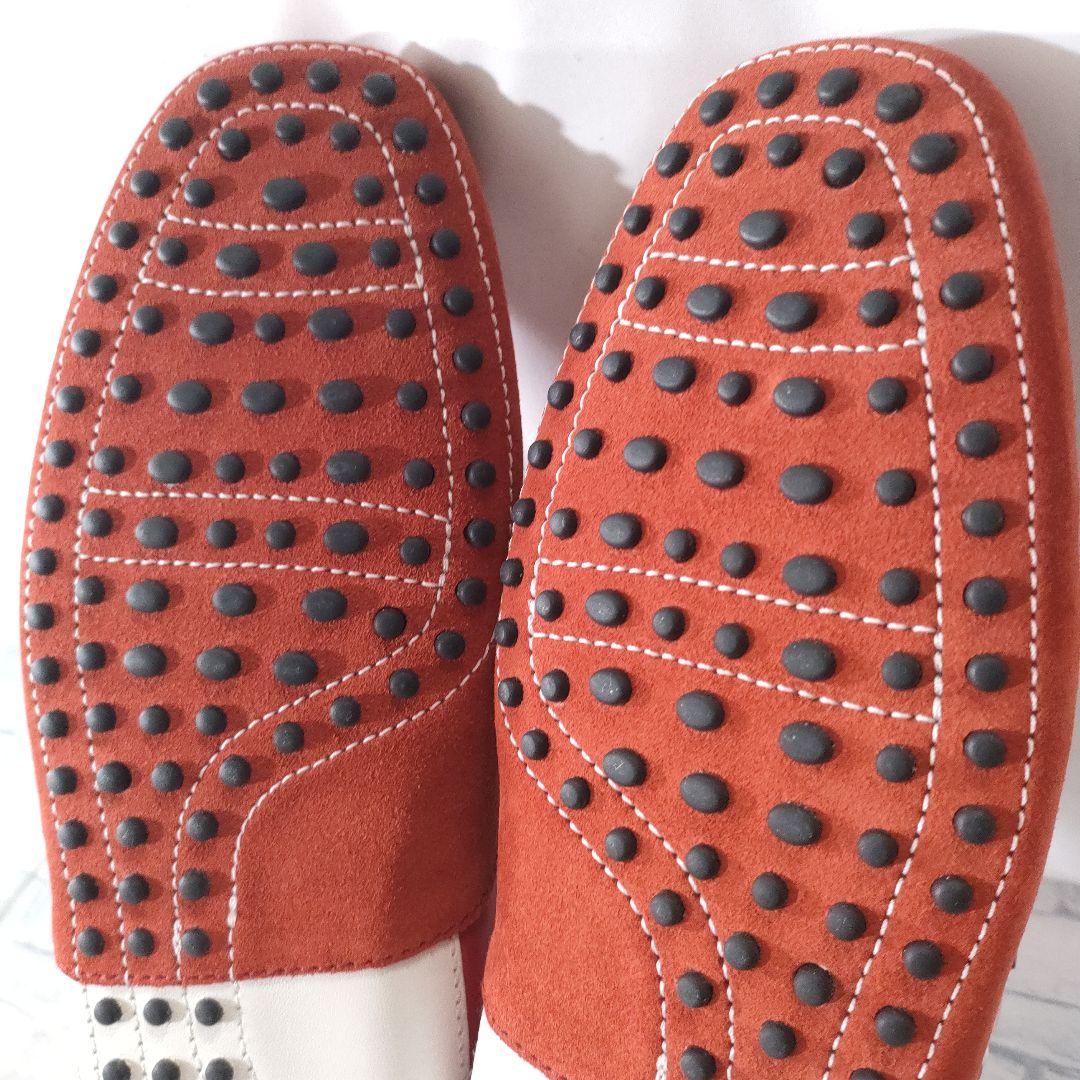 未使用品✨TOD'S　デッキシューズ　TOD'Sロゴ　レザー×スウェード　赤白