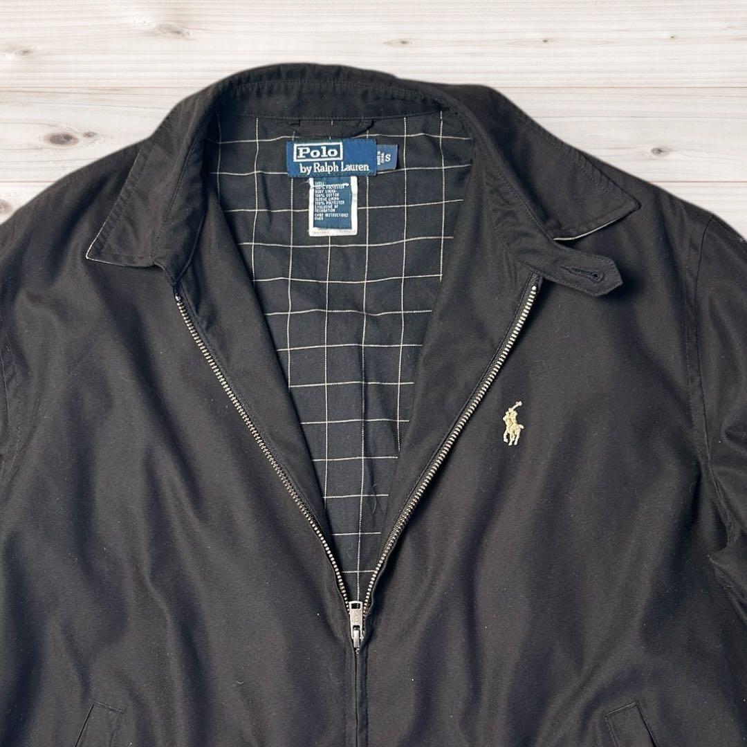 【美品】ポロラルフローレン スイングトップ S 黒 白ポニー 裏地チェック 定番