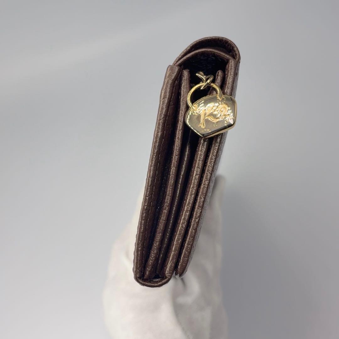 【未使用級】キタムラK2 Kitamura￼牛革二つ折り財布 ラインストーン　茶