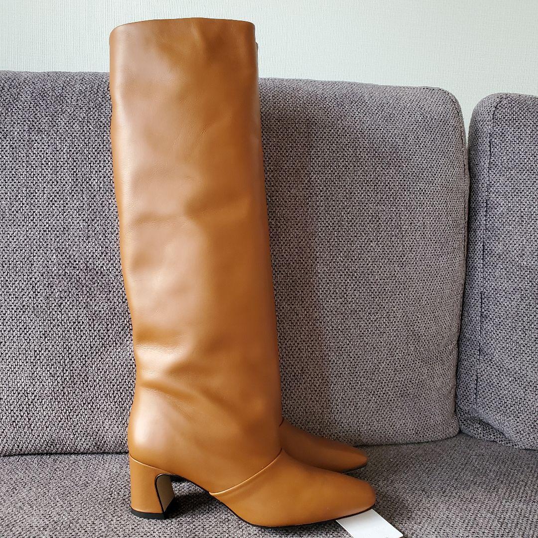 新品◇CORSO ROMA9 コルソローマ9 レザーロングブーツ36 キャメル