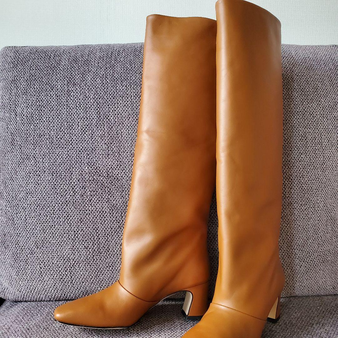 新品◇CORSO ROMA9 コルソローマ9 レザーロングブーツ36 キャメル