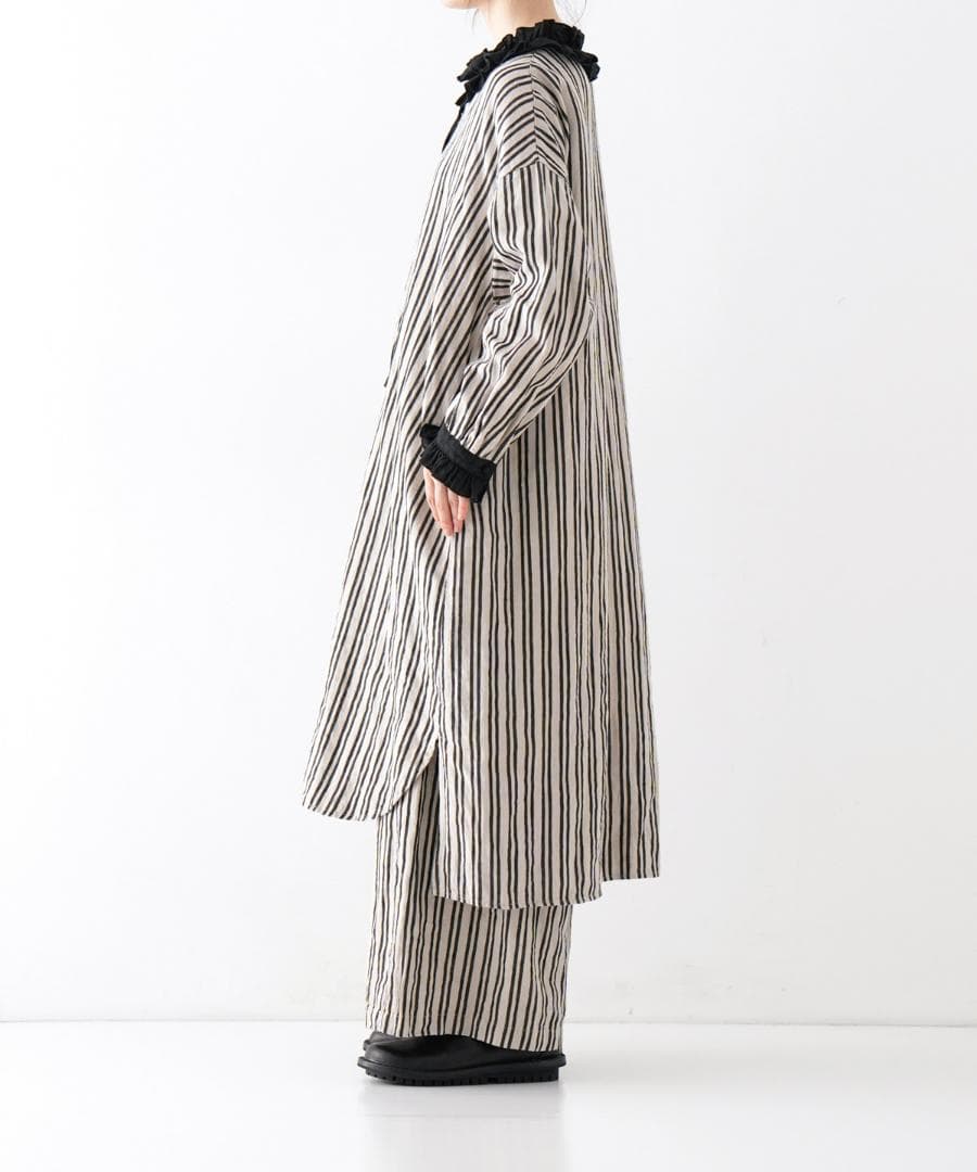 nest Robe リネンストライプフリルチュニック　ネストローブ　ワンピース