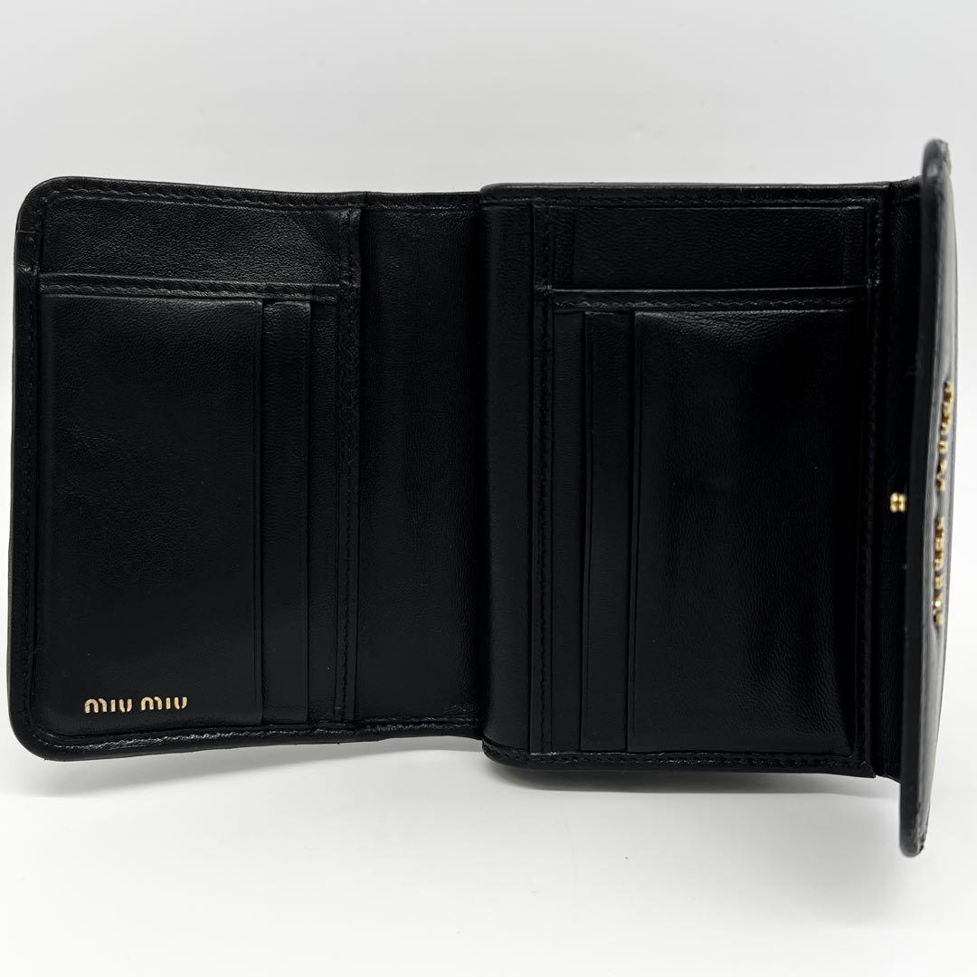 【美品✨】 ミュウミュウ マテラッセ 三つ折り財布 L字ジップ ブラック 黒