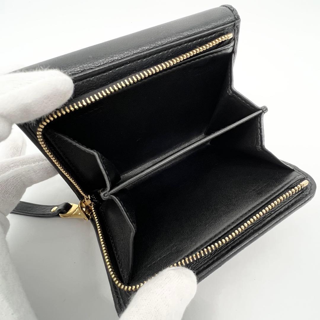 【美品✨】 ミュウミュウ マテラッセ 三つ折り財布 L字ジップ ブラック 黒