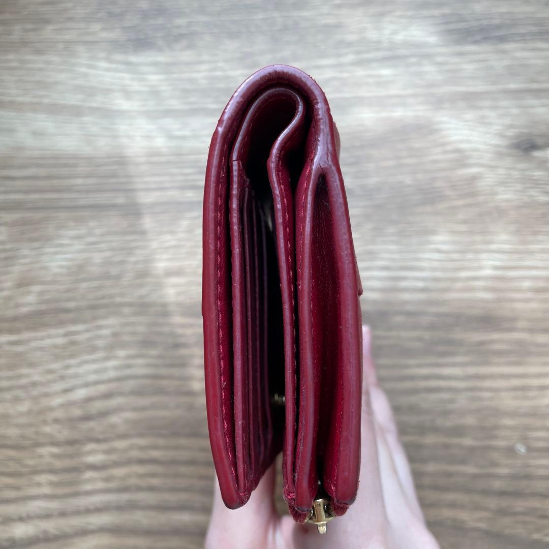 BOTTEGA VENETA 二つ折り財布 レッド　ビッグイントレチャート