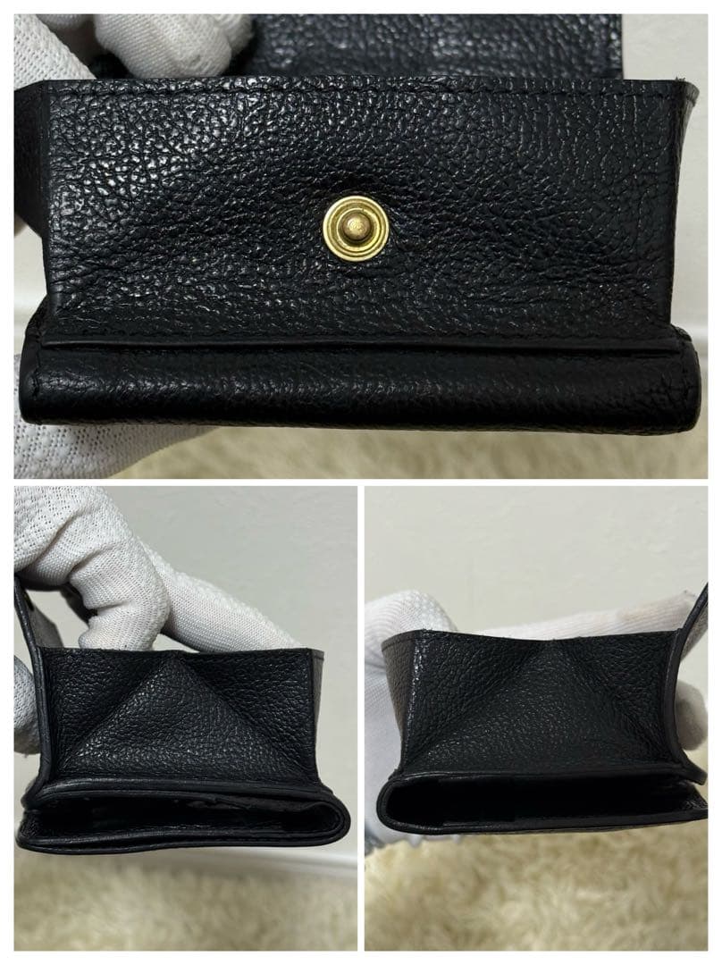 美品✨ イルビゾンテ　ロゴ刻印　金ボタン　二つ折り　財布　現行　ミニウォレット