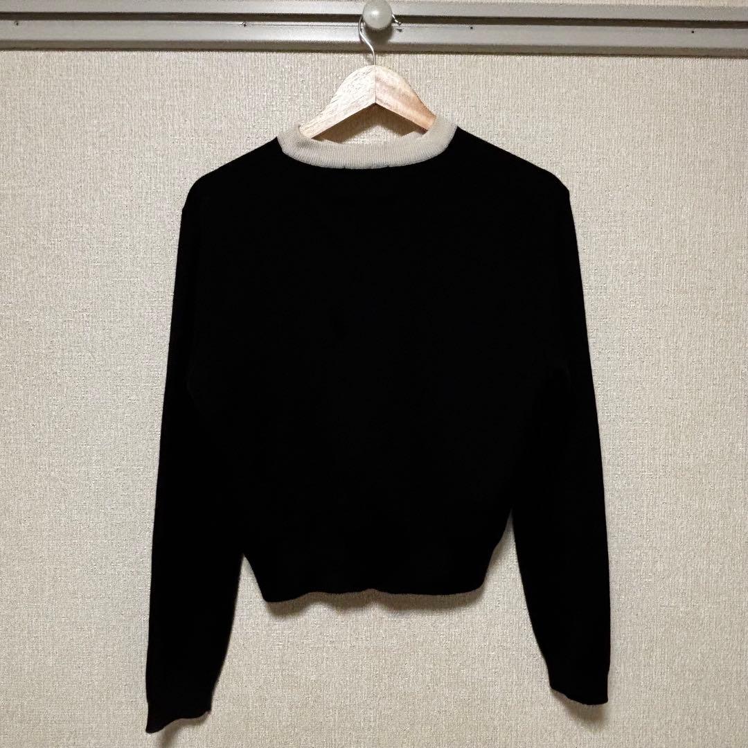 seventen セブンテン 馬刺繍 ブラック　黒/ホワイト カーディガン M