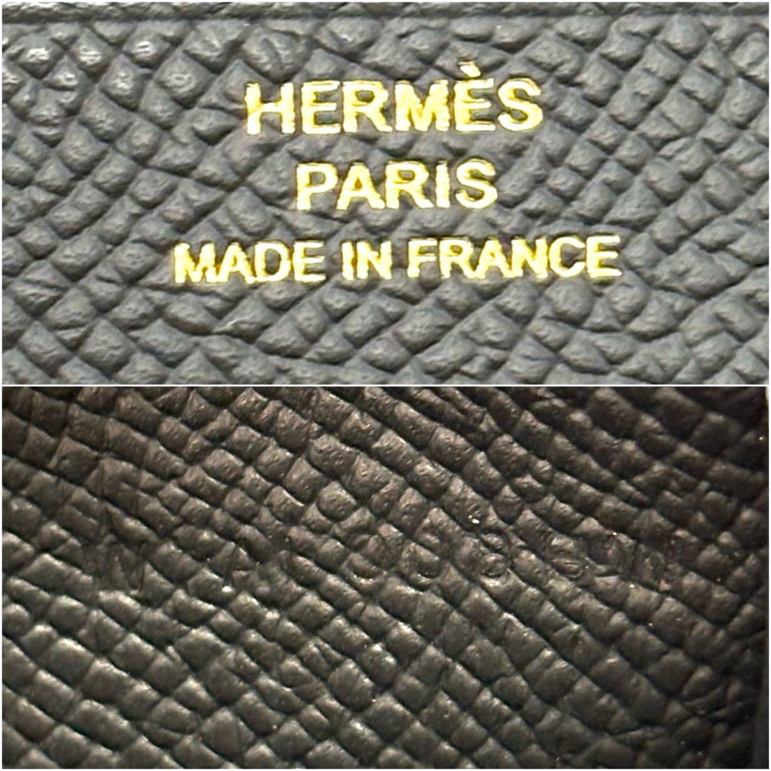 未使用◆HERMES ベアンコンパクト ヴォーエプソン ゴールド金具 W刻印