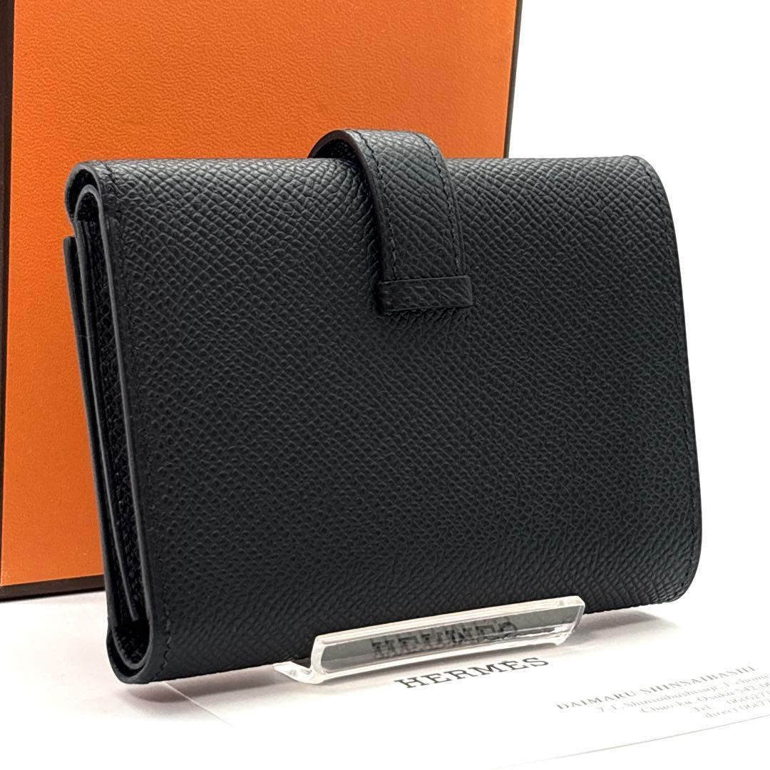 未使用◆HERMES ベアンコンパクト ヴォーエプソン ゴールド金具 W刻印